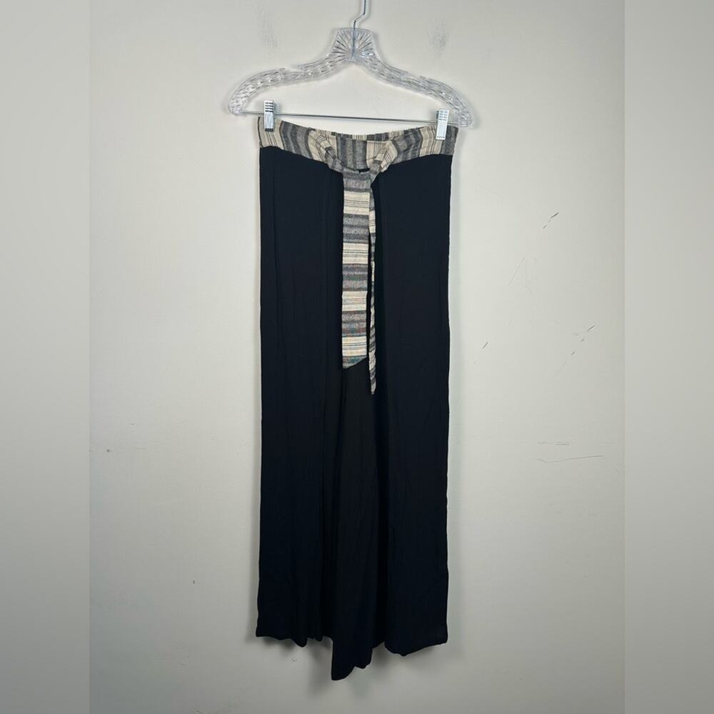 Cleobella Wide Leg Slit Front Pants Women Small Black Striped Waistband Exc